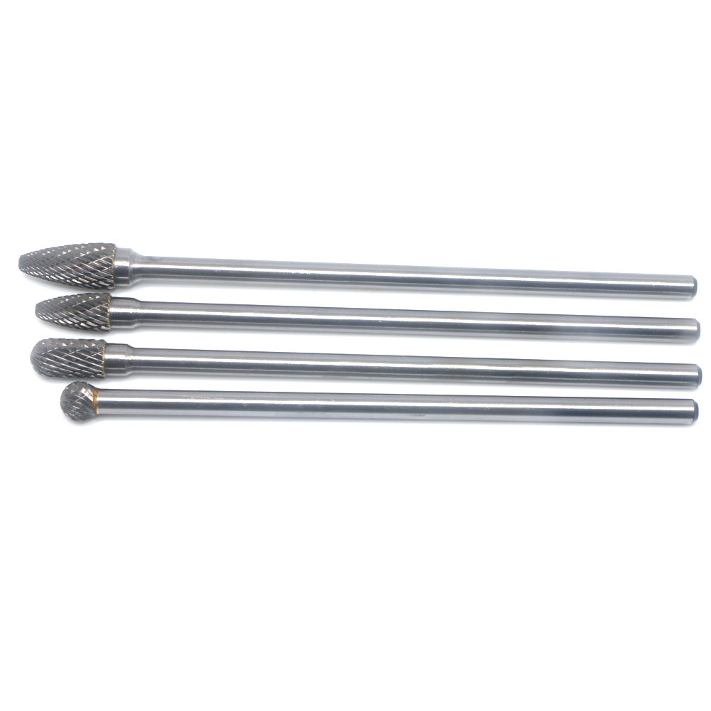 Kit De 4 Fraises Carbure Longue Portée 1/4 - Pour Outil Rotatif, Coupe Dual Chamber, 150 Mm