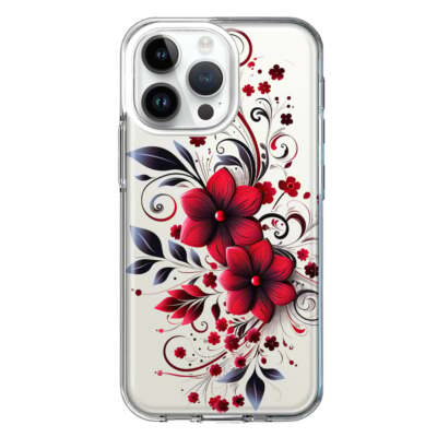 Mundaze Case for Apple iPhone 13 Pro Max Black Red Love Flowers