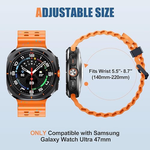 Bracelet Silicone Lumineux pour Samsung Galaxy Watch Ultra2025/Ultra Smartwatch Strap - Photo 3 sur 38
