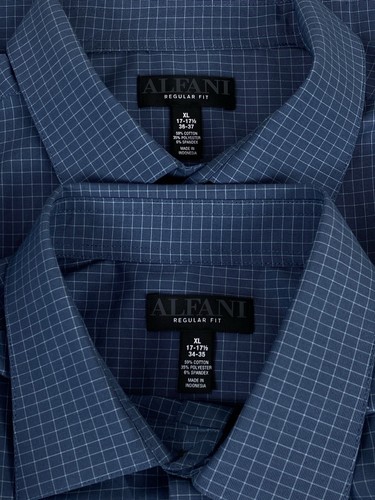 Alfani Men's Mini Plaid Button Down Dress Shirt Blue New - Picture 5 of 5