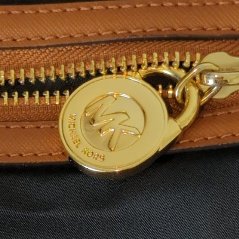 Michael Kors Bag Tote Kempton Black Nylon Leather Edging Gold Lock Accent - Image 3 of 4