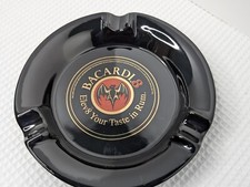 Bacardi 8 Rum Posacenere Sigari Sigaretta Vintage Ceramica Gres Pipistrello Nero Rosso