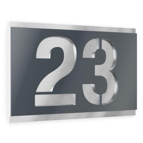Graviers Hausnummer Edelstahl Schild Gravur Anthrazit Metallic modern rostfrei - Bild 15 von 56