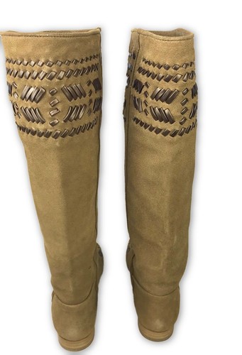 Hoss Intropia Suede Leather Knee Boots Brown EUR 36 US 6 Flat Heels Pull On - Picture 5 of 7