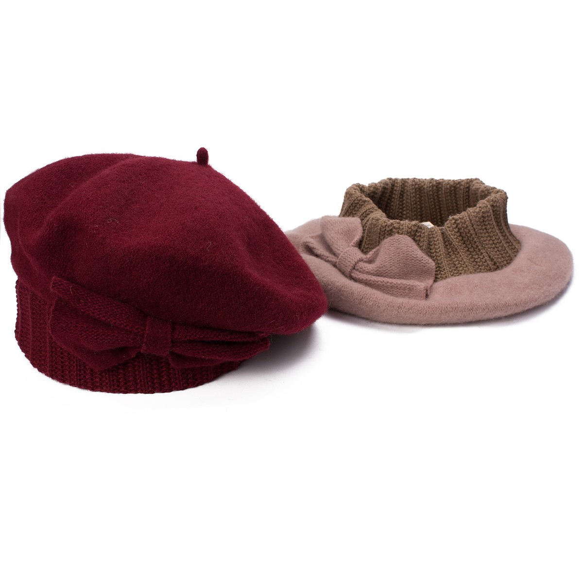 3354 Womens 100% Wool Loretta Beret Nipple Beanie Basque Artist Cap A481 Women Wool Bow Loretta Beret Nipple Beanie Basque French  main image 2