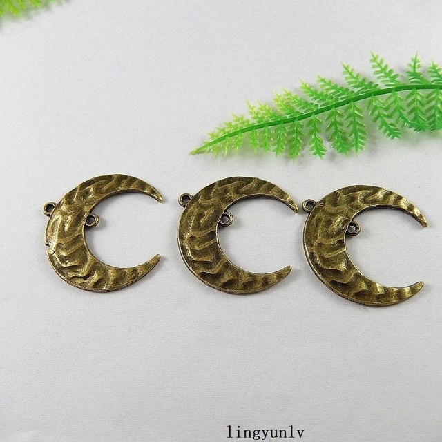 8 pcs Antiqued Bronze Alloy Half Moon Face Pendant Jewelry Accessories 63x33mm