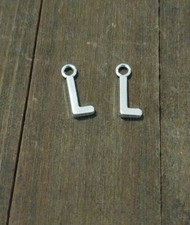 Letter L Charms Alphabet Pendants Uppercase Antiqued Silver 2pcs