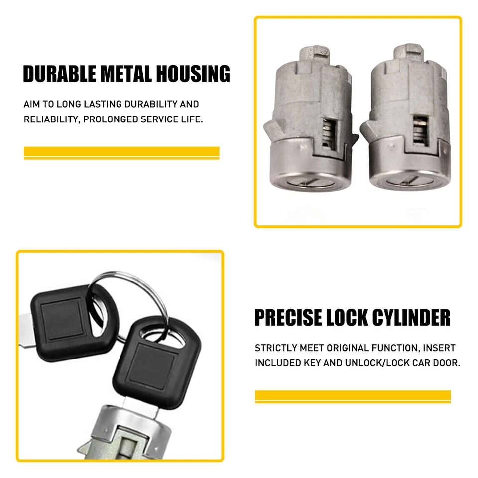 Juego de llaves y cilindros de cerradura de puerta lateral izquierda y derecha delantera para Pontiac Grand Am 1998-2002 Foto 2 de 4