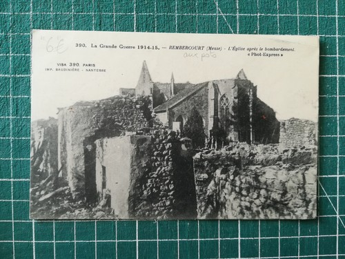 Photo Vintage Strasbourg 1945 - Église Bombardée - Tirage Argentique Original 6x5.5cm