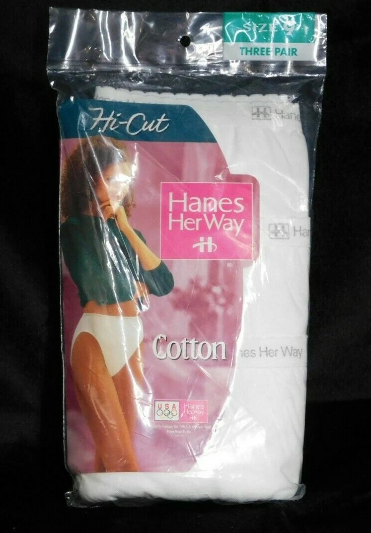 1995 Vintage Hanes Her Way 3 White Hi-cut 100% Cotton Size 9