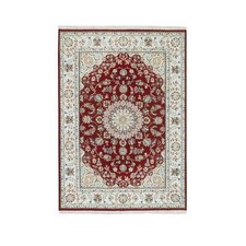 4'7" x 6'8" Burgundy Red Design 250 KPSI Wool Hand Knotted Oriental Rug R65346
