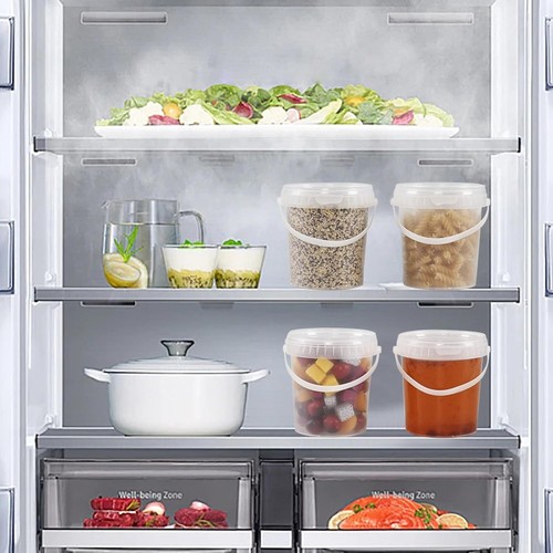 1L 1000ml Tubos Cubo Contenedor de Almacenamiento Cubo + Tapa Manija de Plástico GRADO ALIMENTICIO - Imagen 19 de 19