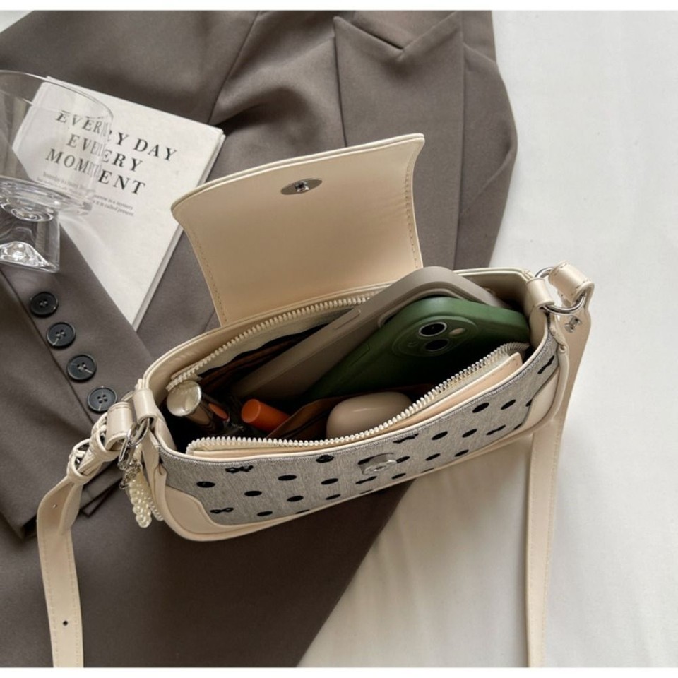 Bow Dot Shoulder Underarm Bag Splicing Color Square Bag High Quality