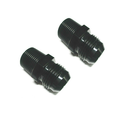 New Aluminum 2 Pcs 12 an Male Flare to 1/2'' npt straight adapter 816-12-08 BLACK
