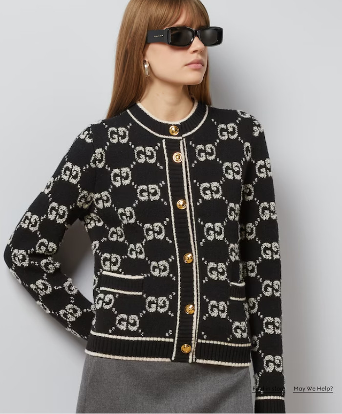 Gucci GG WOOL BOUCLÉ JACQUARD CARDIGAN L
