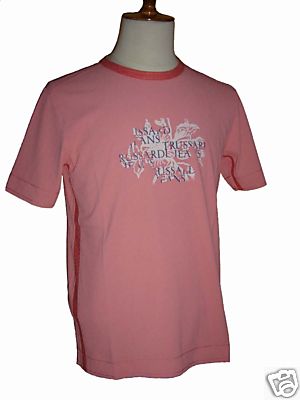 T-shirt Homme Trussardi Jeans - Rose Denim, Logo Fleur, Made In Italy, Taille M, Comme Neuf