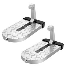Car Door Step,Folding Aluminum Alloy Step,Universal Fit Roof Silver-2PCS