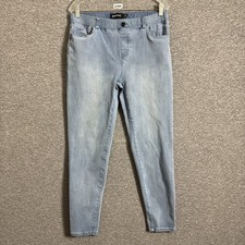 Betabrand Women's Size Large Long Blue Denim Skinny Leg Pull On Stretch Pants