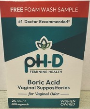 pH-D Feminine Health Boric Acid Vaginal Suppositories - 24ct, 600 mg w/ sample