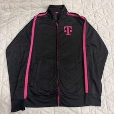 T Mobile Track Jacket Men s Large Zip Up Employee Work Uniform Lined Striped