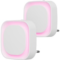 Nachtlicht Steckdose 2 StüCk Rosa DäMmerungssensor Dimmbar Blendfrei LED Flur