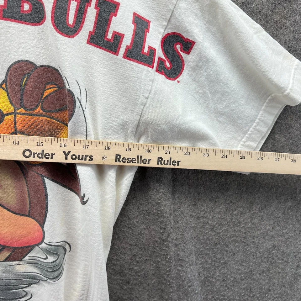 Camisa masculina vintage Chicago Bulls Looney Tunes grande branca Taz basquete anos 90 - Imagem 3 de 4
