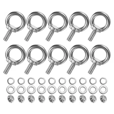 10-Sets Stainless Eyebolt M8x20mm Shoulder Lifting Eye Bolt with Nuts Washers