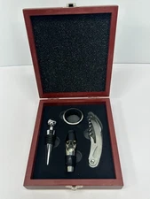 Elegant 4-in-1 Wine Accessories Gift Set - stainless steel, In Box