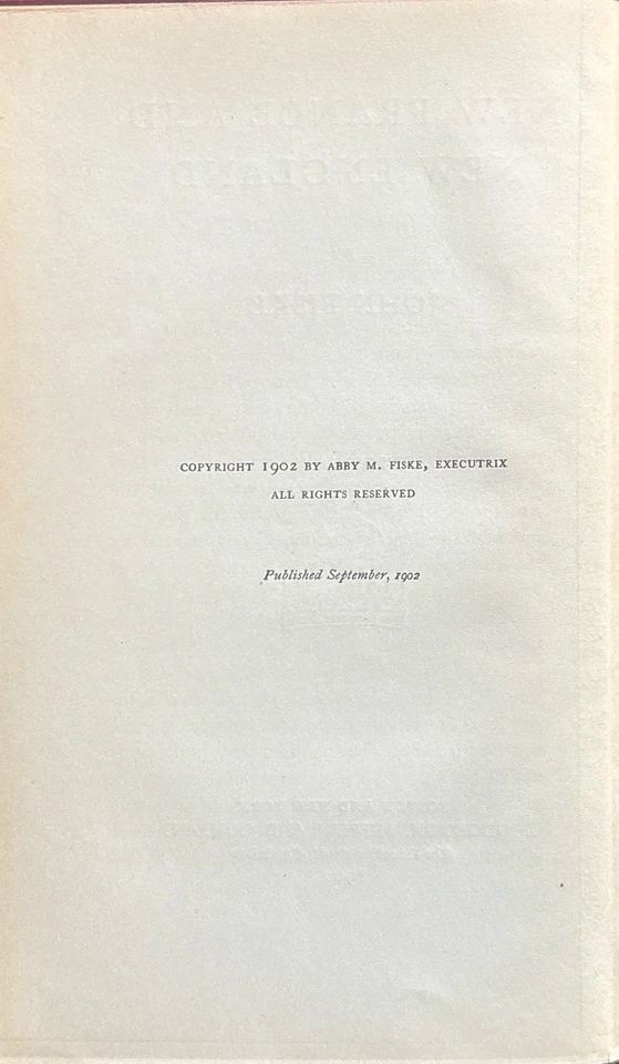 New France and New England John Fiske 1902 Houghton Mifflin Stated First Edition - Image 4 of 4