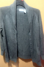 WHITE STAG XL GRAY SWEATER COLLARED BUTTON UP 2 POCKETS