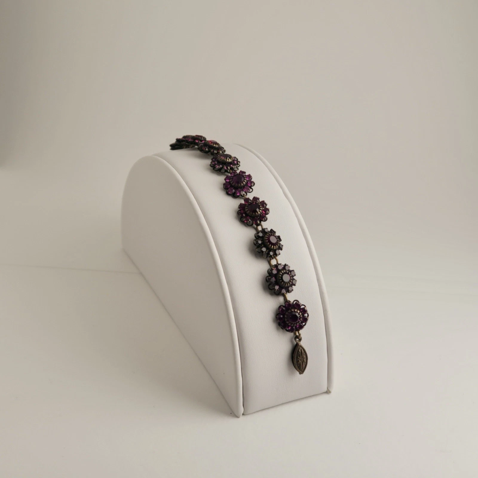 LIZ PALACIO Swarovski Crystal Multi Floral Brass Vintage Bracelet Jewelry Br151