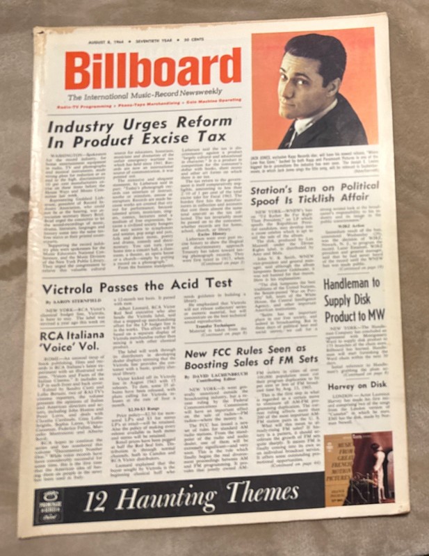 Billboard Magazine August 8, 1964, Beatles A Hard Day's Night #1 Album and Song