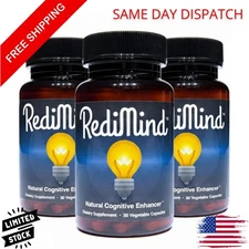 (3 Packs) RediMind Natural Cognitive Enhancer 30 Caps-Focus-Memory-Brain Health