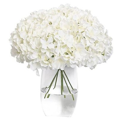  Hydrangea Artificial Flowers -12 pcs Realistic Fake Hydrangea Silk White