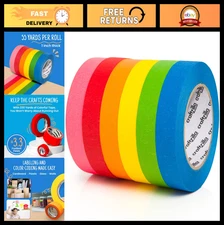 6 Color Masking Tape Rolls - 990ft x 1" Painters Tape for Crafts & Labeling