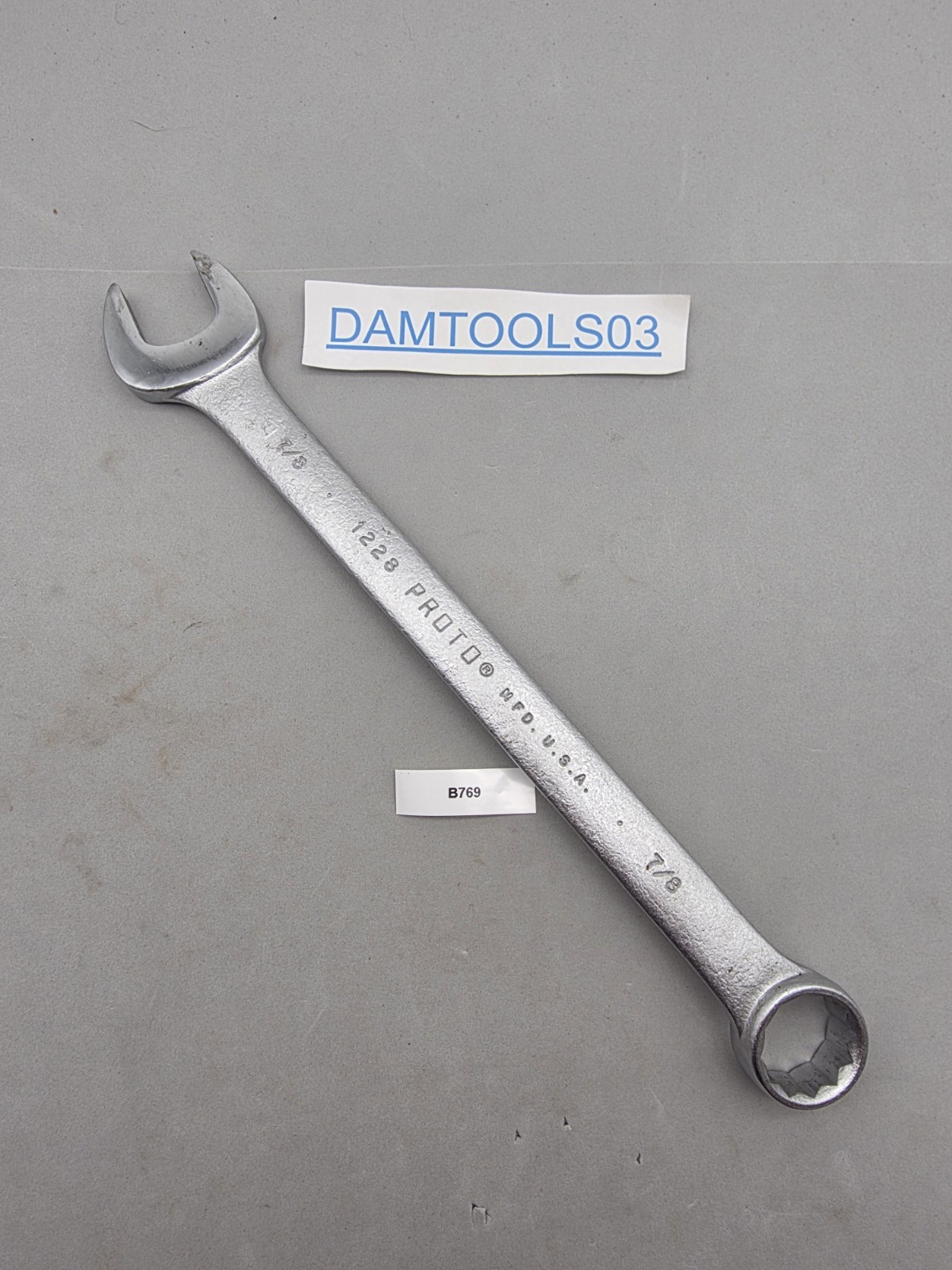 Proto Tools 1228  Combo Wrench 7/8" 12 Point Professional USA 