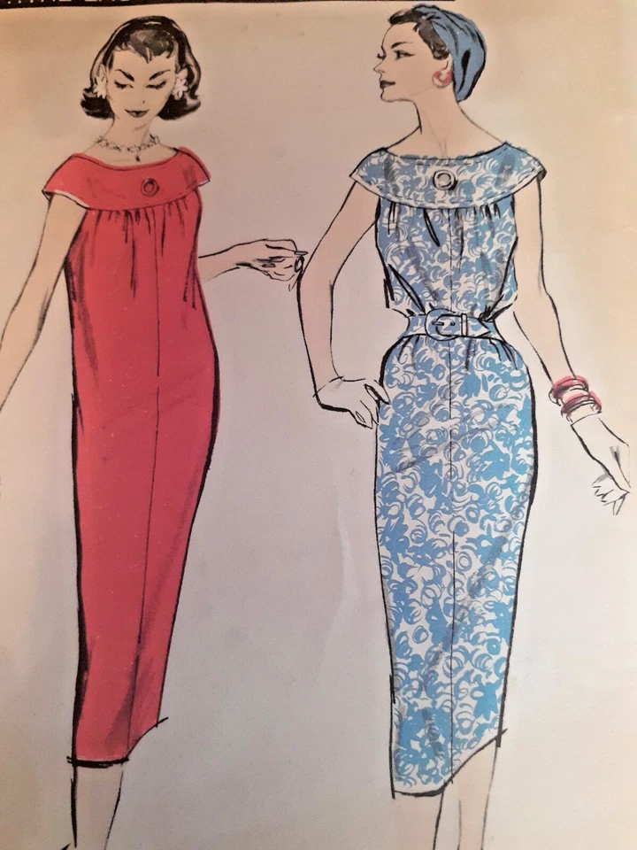 Advance 8618 Chemise Dress Sewing Pattern Ladies 14 VTG 50's Cut Straight Easy - Image 2 of 4