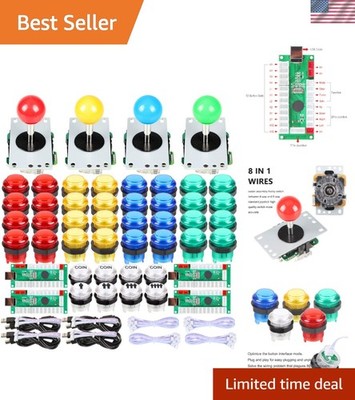 4 Player Classic DIY Arcade Joystick Kit Parts USB Encoder To PC Controls Gam...