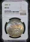 1896 $1 Silver Morgan Dollar MS 62 NGC # 6932602-004 + Bonus