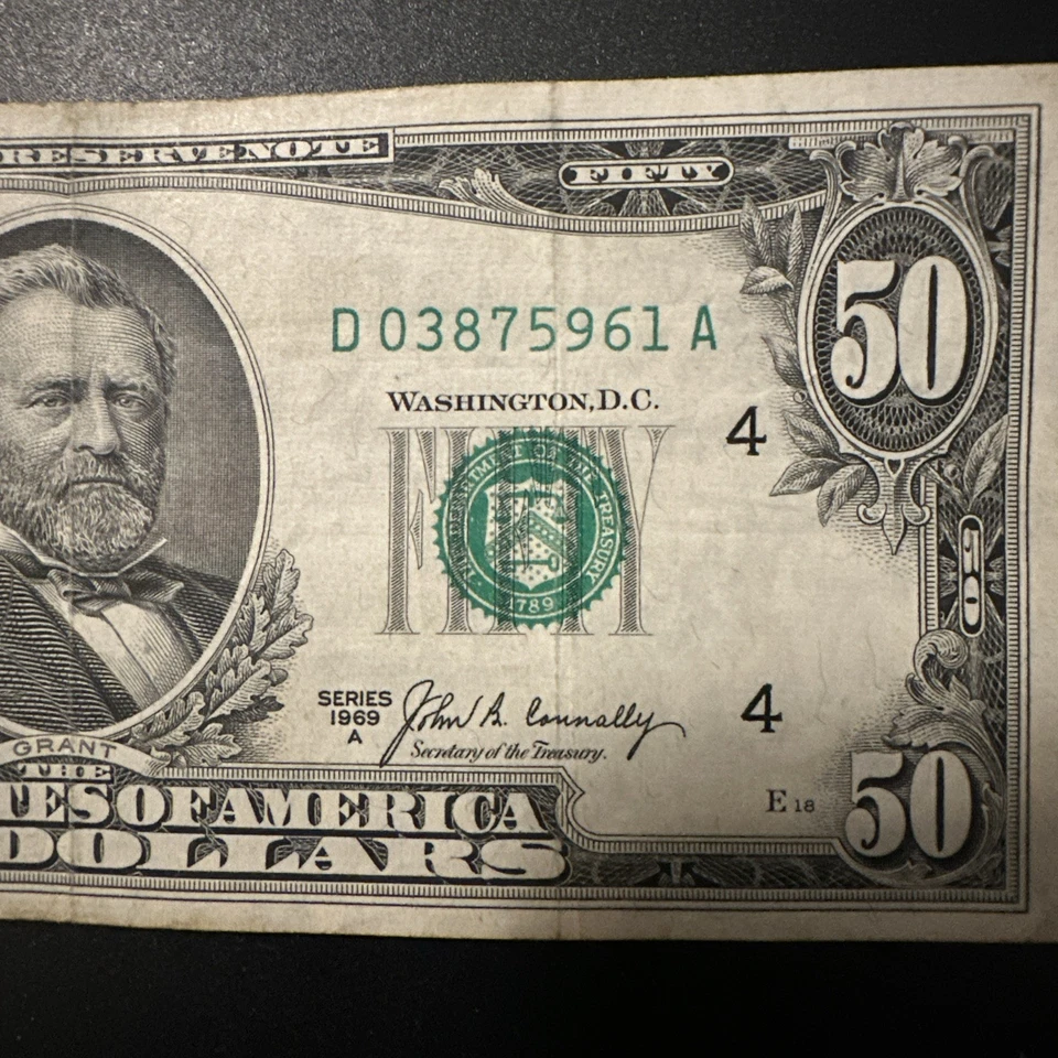 1969a 50 Dollars Vintage Note D03875961a. Excellent Condition - Image 4 of 4