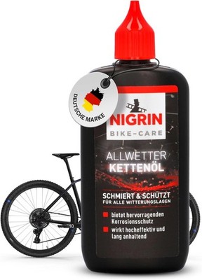 NIGRIN BIKE-CARE Allwetter-Kettenöl, 100 ml Flasche, Fahrradkettenöl, verringert