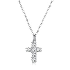 925 Sterling Silver Dainty Cross Necklace for Women - Elegant Confirmation
