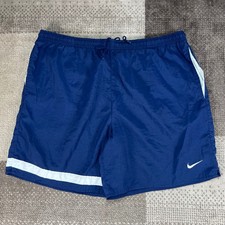 Nike Mens Vintage Nylon Track Running Shorts Navy Blue Large Swoosh Logo