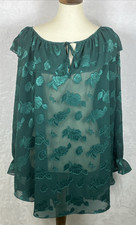 Vintage J.O. Intimates Top Long Semi-Sheer Green Size Small