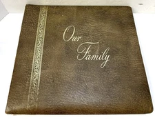 Our Family Photo Album Leather Cover Vintage Holds 17 Photos 7- 8x10 & 10- 5x7