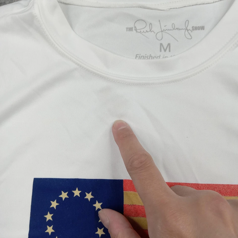 Camisa Rush Limbaugh Hombres Mediana Show Stand Up For Betsy Ross Bandera de EE. UU. Camiseta Patriota Foto 2 de 4