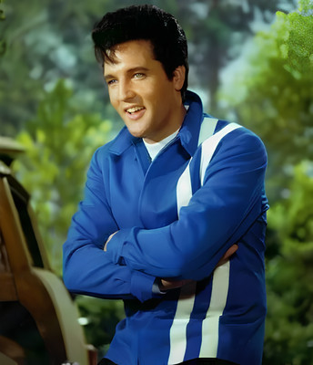 New Elvis Presley Speedway Blue & Red Slim Fit White Stripes Cotton Jacket