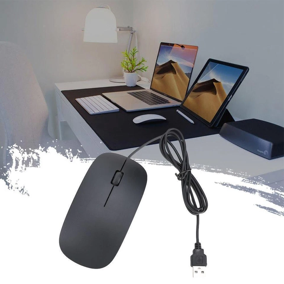 WIRED USB OPTICAL MOUSE For PC LAPTOP COMPUTER SCROLL RED❁UK LED M6O0 - Image 3 of 4