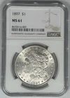 1897 Morgan Silver $1 Dollar Coin NGC MS 61