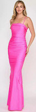 Crystal Doll Strapless Gown Size 5 Pink Satin Mermaid Tube Ruched Bodycon APR36